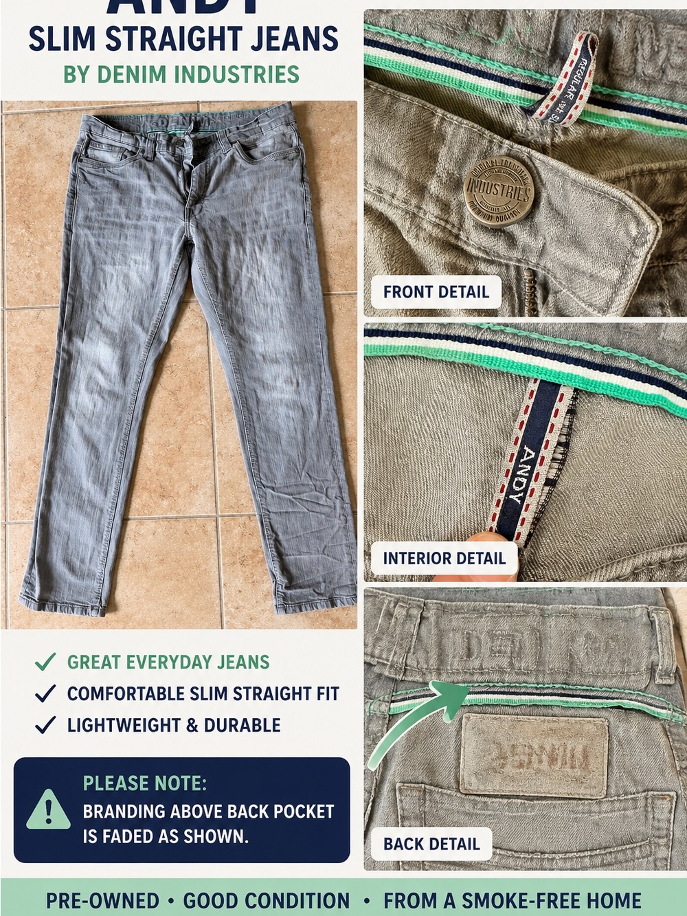 Andy Slim Straight Jeans - Gray
